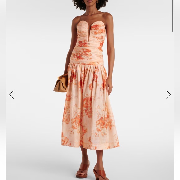 Zimmermann Dresses & Skirts - ZIMMERMANN CASCADIAN FLORAL STRAPLESS MIDI DRESS, SIZE 0